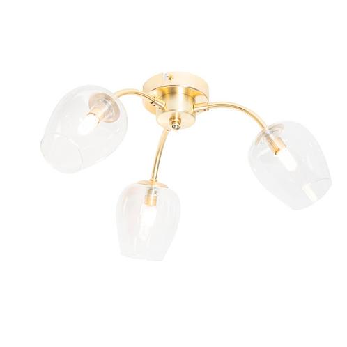 Klassieke plafondlamp goud met glas 3-lichts - Elien, Huis en Inrichting, Lampen | Overige