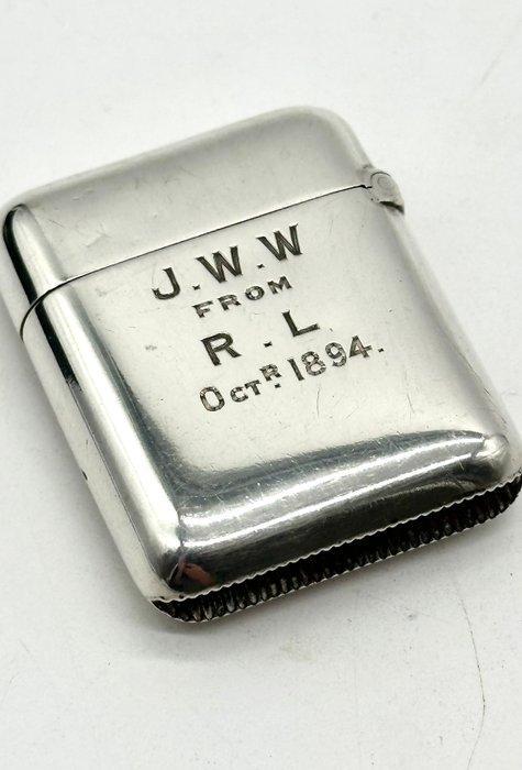 No reserve-Handgemaakte 19e eeuwse zilveren Vesta Case met, Antiek en Kunst, Antiek | Goud en Zilver