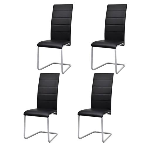 vidaXL Eetkamerstoelen 4 st kunstleer zwart, Huis en Inrichting, Stoelen, Zwart, Nieuw, Verzenden