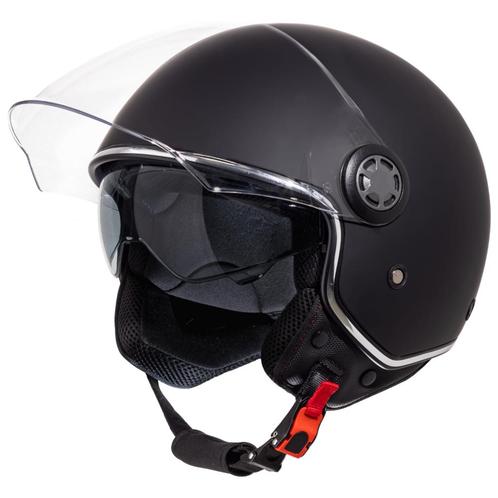 VINZ Pavia - Mat Zwart, Motoren, Kleding | Motorhelmen, L, Jethelm, Verzenden