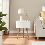 Bijzettafel Bongard 48x38 cm wit en naturel [en.casa], Verzenden, Nieuw