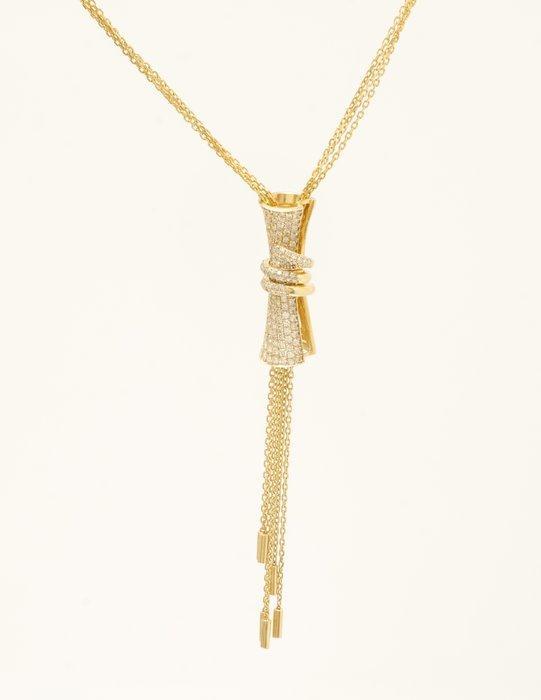 Halsketting - 14 karaat Geel goud - 1.54ct. tw. Diamant, Sieraden, Tassen en Uiterlijk, Kettingen