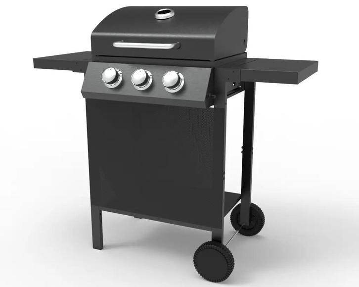 Gasbarbecue met 3 Branders – RVS Warmhoudrek - 530x380 mm., Tuin en Terras, Houtskoolbarbecues, Nieuw, Verzenden
