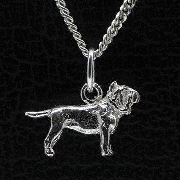 Zilveren Mastino Napolitano oren gecoupeerd ketting hange..., Sieraden, Tassen en Uiterlijk, Kettinghangers, Verzenden