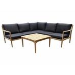 Showroommodel Manchester hoek loungeset 4-delig acacia zwart, Ophalen of Verzenden, Nieuw, Hardhout