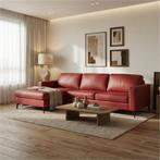 Leren hoekbank Match - 2.5-zits arm rechts + Longchair arm, 250 tot 300 cm, Bohemian, Industrieel, Modern, Scandinavisch, Hoekbank