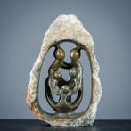 sculptuur, Familiebeeld van vijf personen - 200 mm - Steen -