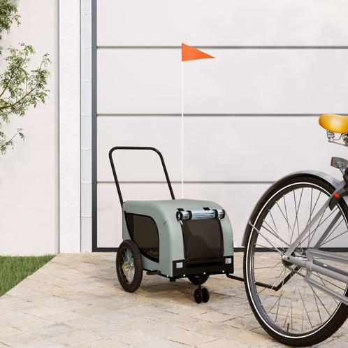 vidaXL Hondenfietstrailer oxford stof en ijzer grijs en, Dieren en Toebehoren, Overige Dieren-accessoires, Nieuw, Verzenden