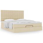 vidaXL Bedframe met matras 180x200cm stof crèmekleurig, Huis en Inrichting, Eenpersoons, Verzenden, Nieuw, 80 cm