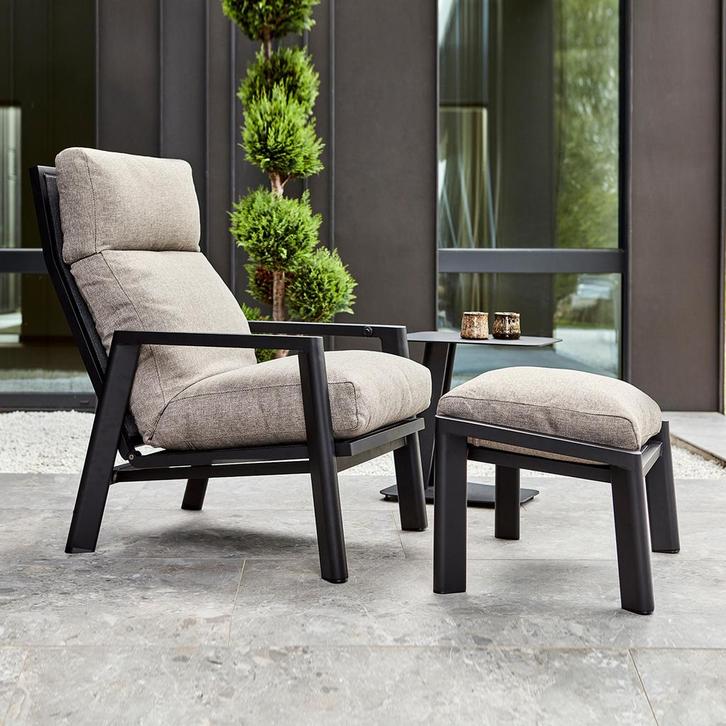 *WOONWINKEL* Brafab Slide Tuin Loungestoel Verstelbaar Zwart, Tuin en Terras, Tuinsets en Loungesets, Nieuw, Verzenden