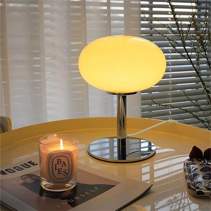 Lollipop Tafellamp Retro Crème Glas met Touch Bediening, Huis en Inrichting, Lampen | Tafellampen, Nieuw, Verzenden