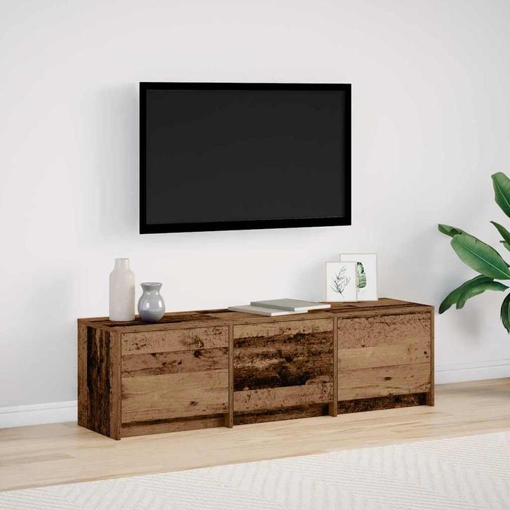 vidaXL TV kast met LEDs Oud Hout 140 x 34 x 40 cm Bewerkt, Huis en Inrichting, Kasten | Televisiemeubels, Nieuw, Minder dan 50 cm