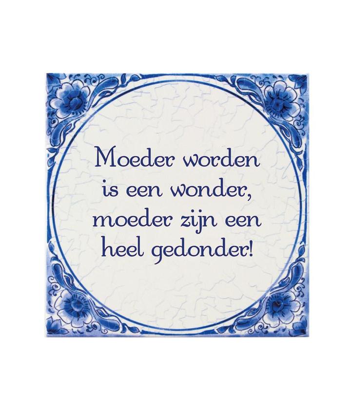 Delfts Blauw Tegel Moeder Worden 14,5cm, Hobby en Vrije tijd, Feestartikelen, Nieuw, Verzenden