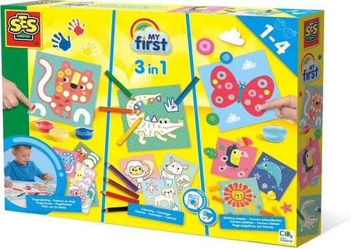 SES My first - 3 in 1 Vingerverven Kleuren en Vormen Plakken, Hobby en Vrije tijd, Knutselen, Nieuw, Verzenden
