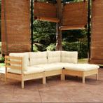 vidaXL 4-delige Loungeset met crèmekleurige kussens, Tuin en Terras, Verzenden, Nieuw, 4 zitplaatsen, Loungeset