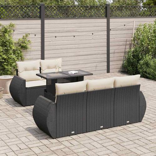 vidaXL 6-delige Loungeset met kussens poly rattan zwart, Tuin en Terras, Tuinsets en Loungesets, Loungeset, Nieuw, Rotan, Verzenden