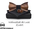 Walnoot strik deluxe met manchetknopen en Pochette, Zwar..., Diversen, Nieuw
