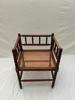 Stoel - Franse Bobbin Hoekstoel met Rieten Afwerking - Hout,, Antiek en Kunst