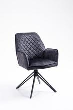 Eetkamerstoel William | Antraciet | Velvet/velours stof, Ophalen, Nieuw, Industrieel