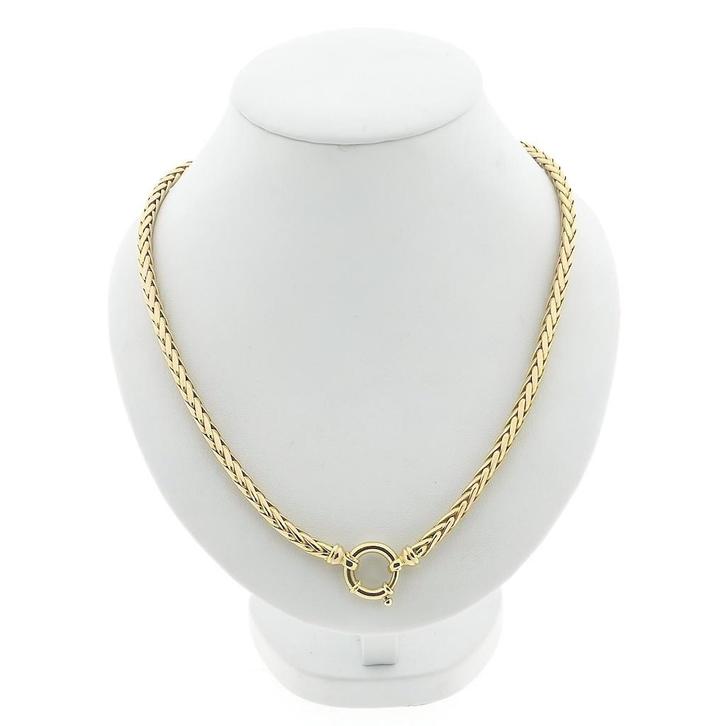 Gouden vossenstaart schakelcollier (Ketting), Sieraden, Tassen en Uiterlijk, Kettingen, Overige kleuren, Gebruikt, Goud, Ophalen of Verzenden