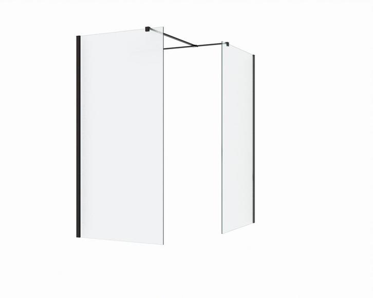 Douchewand 2 zijwanden Silvo Melkglas Mat Zwart, Doe-het-zelf en Verbouw, Sanitair, Verzenden