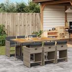 vidaXL 7-delige Tuinset met kussens poly rattan grijs, 6 zitplaatsen, Nieuw, Tuinset, Verzenden