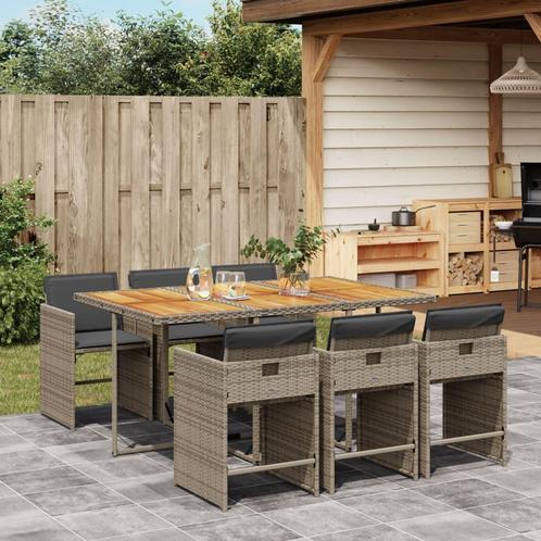 vidaXL 7-delige Tuinset met kussens poly rattan grijs, Tuin en Terras, Tuinsets en Loungesets, Tuinset, Nieuw, 6 zitplaatsen, Rotan