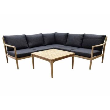 Manchester hoek loungeset 4-delig acacia zwart beschikbaar voor biedingen