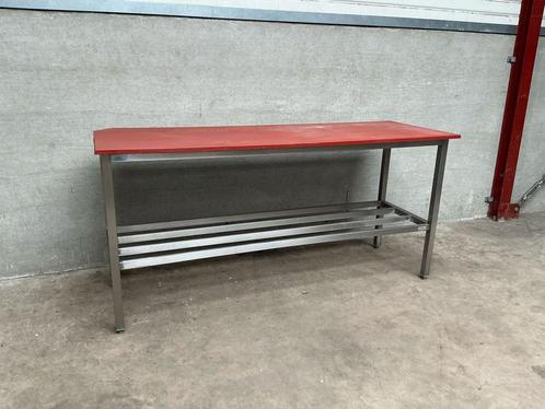 RVS blokvak Polyethyleen Snijtafel Werktafel 220 cm Horeca, Zakelijke goederen, Horeca | Keukenapparatuur, Gebruikt, RVS Meubilair