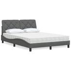 vidaXL Bed met matras stof donkergrijs 140x190 cm, Verzenden, Nieuw, Tweepersoons, 140 cm