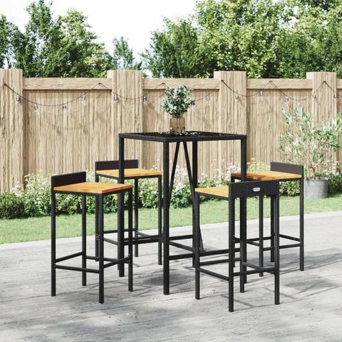 vidaXL 5-delige Tuinbarset poly rattan en massief acaciahout, Tuin en Terras, Tuinsets en Loungesets, Nieuw, 4 zitplaatsen, Rotan