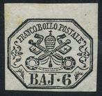 Italiaanse oude staten - Pauselijke Staat 1852 - 6 baj grijs, Gestempeld