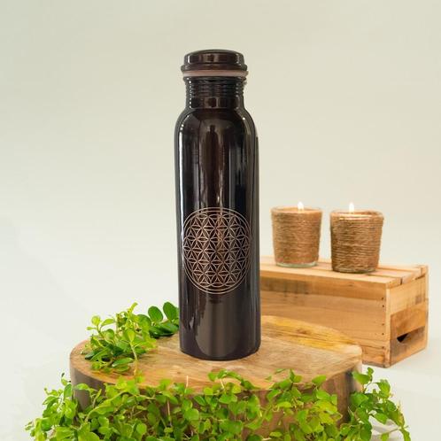 Puur koperen waterfles flower of life antique ± 950 ml (320, Sport en Fitness, Gezondheidsproducten en Wellness, Nieuw