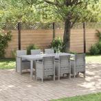 vidaXL 7-delige tuinset met kussens in lichtgrijs poly, Tuin en Terras, Tuintafels, Verzenden, Nieuw