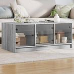 vidaXL Salontafel met glazen deuren 102x50x42 cm grijs, 100 tot 150 cm, Verzenden, Nieuw, 50 tot 100 cm
