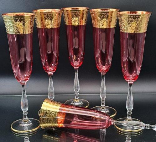 Artemisia - Champagne fluitje (6) - Moldau - Kristal, Antiek en Kunst, Antiek | Meubels | Tafels