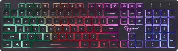 Gembird Rainbow Backlight Multimedia Keyboard KB-UML-01-US, Computers en Software, Toetsenborden, Nieuw, Ophalen of Verzenden