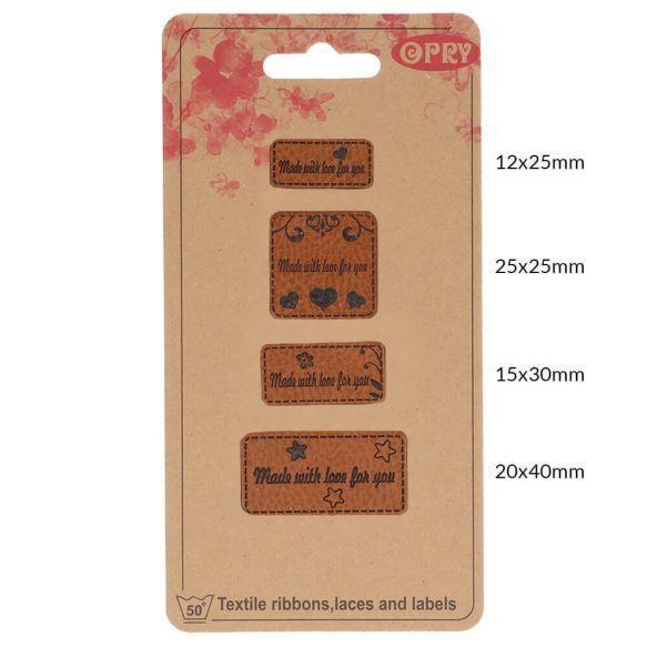 OPRY SKAI-LEREN LABELS MADE WITH LOVE FOR YOU, Hobby en Vrije tijd, Breien en Haken, Nieuw, Verzenden