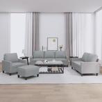 vidaXL 4-delige Loungeset met kussens stof lichtgrijs, Huis en Inrichting, Banken | Bankstellen, Verzenden, 150 tot 200 cm, Nieuw