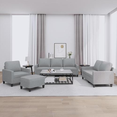 vidaXL 4-delige Loungeset met kussens stof lichtgrijs, Huis en Inrichting, Banken | Bankstellen, Nieuw, 150 tot 200 cm, Stof, Vierpersoons of meer