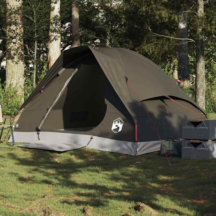 vidaXL Koepeltent 2-persoons waterdicht bruin, Caravans en Kamperen, Tenten, Nieuw, tot en met 2, Verzenden