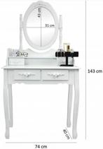 Shabby Chic Kaptafel Spiegel Kruk | Premium | OP=OP, Ophalen of Verzenden, Met wielen, Nieuw, Bureau