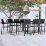 vidaXL 9-delige Tuinset zwart, Verzenden, Textileen, Nieuw, 8 zitplaatsen