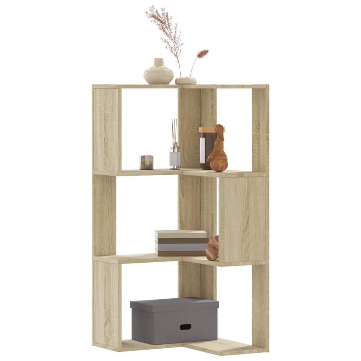 vidaXL Boekenkast 3-laags hoek 50x50x102 cm bewerkt hout, Huis en Inrichting, Kasten | Boekenkasten, 50 tot 75 cm, Nieuw, Overige houtsoorten