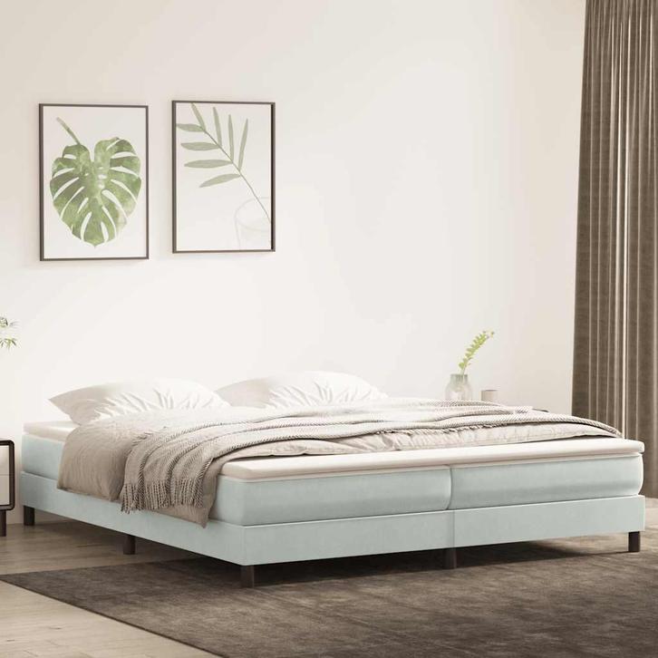 vidaXL Boxspring zonder matras fluweel lichtgrijs 200x210 cm, Huis en Inrichting, Slaapkamer | Bedden, Grijs, Nieuw, Stof, Verzenden