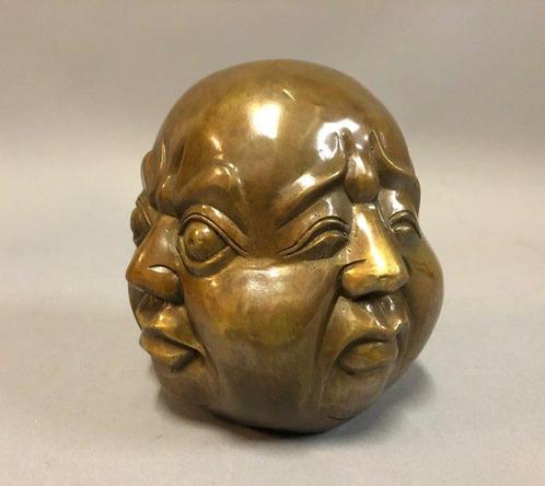 Beeldje - Four Faces Buddha - 1,4 kg - Brons, Antiek en Kunst, Kunst | Designobjecten