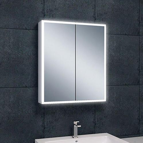Wiesbaden Quatro Spiegelkast Met LED - Dimbaar - 60x70x13cm, Huis en Inrichting, Badkamer | Badkamermeubels, Nieuw, Ophalen of Verzenden