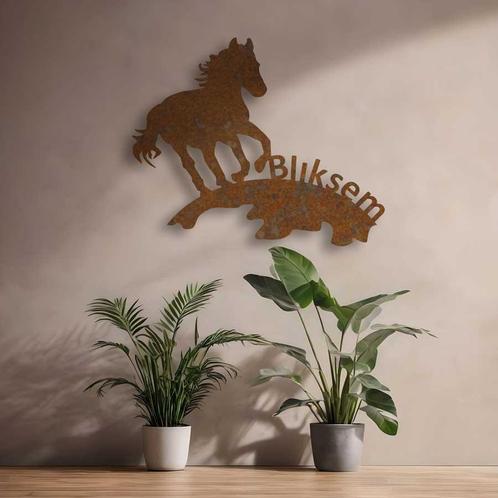 Paard van CortenStaal met eigen naam, Huis en Inrichting, Woonaccessoires | Wanddecoraties, Nieuw, Verzenden