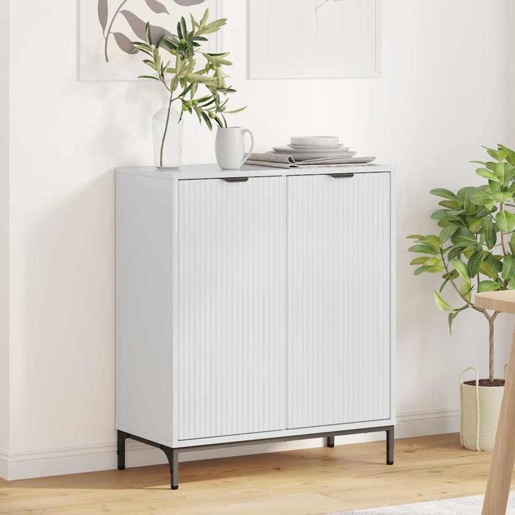 vidaXL Dressoir Hoogglans wit 69.5 x 33 x 82 cm Bewerkt hout, Huis en Inrichting, Kasten | Dressoirs, Nieuw, Minder dan 50 cm