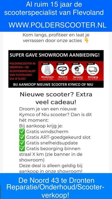 Scooter reparatie/onderhoud/nieuwe+2e hands scooters Dronten beschikbaar voor biedingen